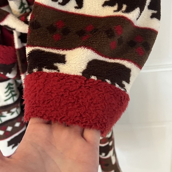 LAZY ONE Women's Bear Fair Isle Ultra Cozy Bathrobe Sherpa Fleece Size L/XL - Picture 5 of 10